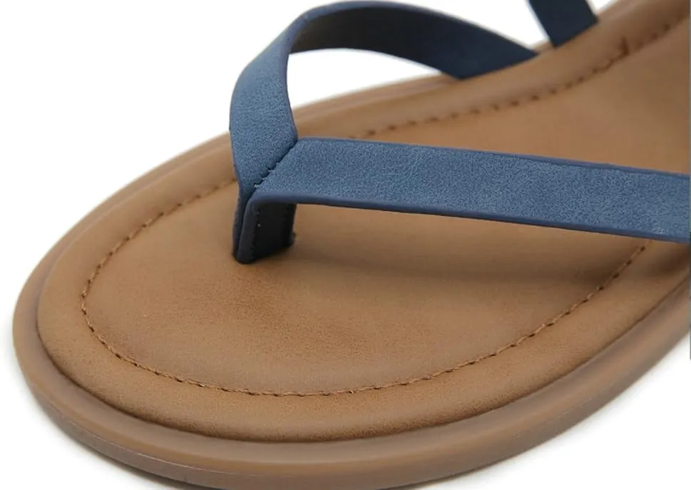 Women's Dressy Gladiator Summer Cross Strappy Sandals Open Toe Comfort Flat Casual Beach Fisherman Thong Sandals for Beach Vacation