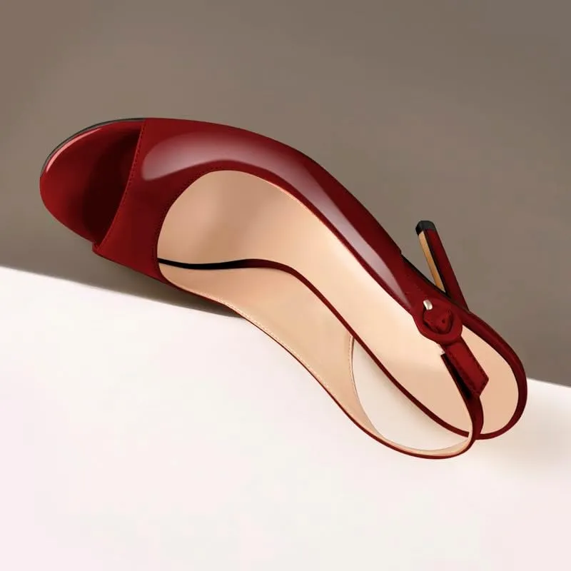 Women's Fashion Open Peep Toe Adjustable Buckle Backstrap Slingback Stiletto Heel Dress Sandals