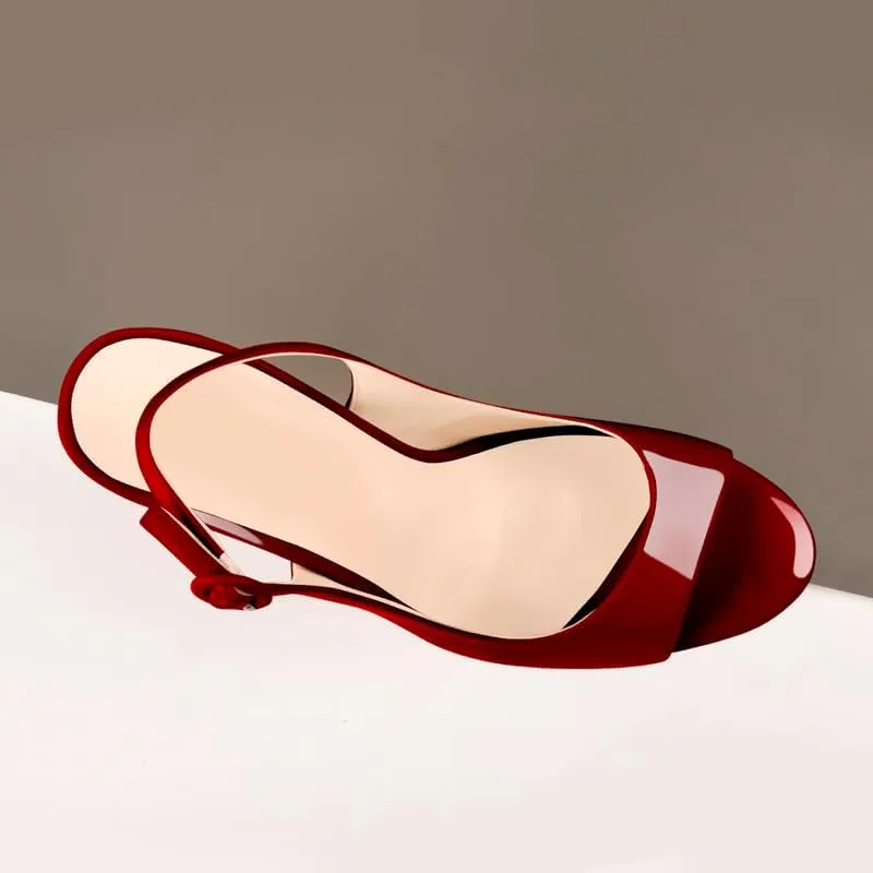 Women's Fashion Open Peep Toe Adjustable Buckle Backstrap Slingback Stiletto Heel Dress Sandals