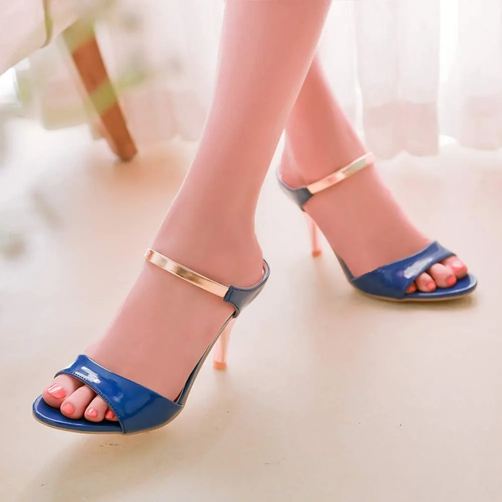 Women's Fashion Slide Sandals Stiletto High Heel Peep Toe Summer Shoes