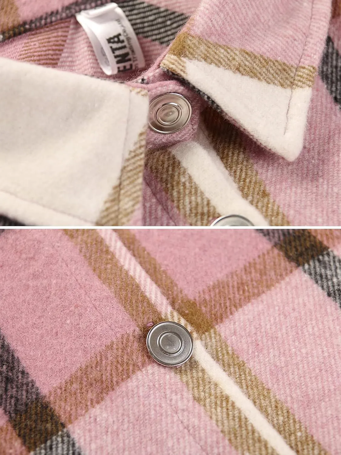 Women's Flannel Plaid Shacket Jacket Fashion Button Down Long Sleeve Casual Shirt Shackets Fall Clothes for Women