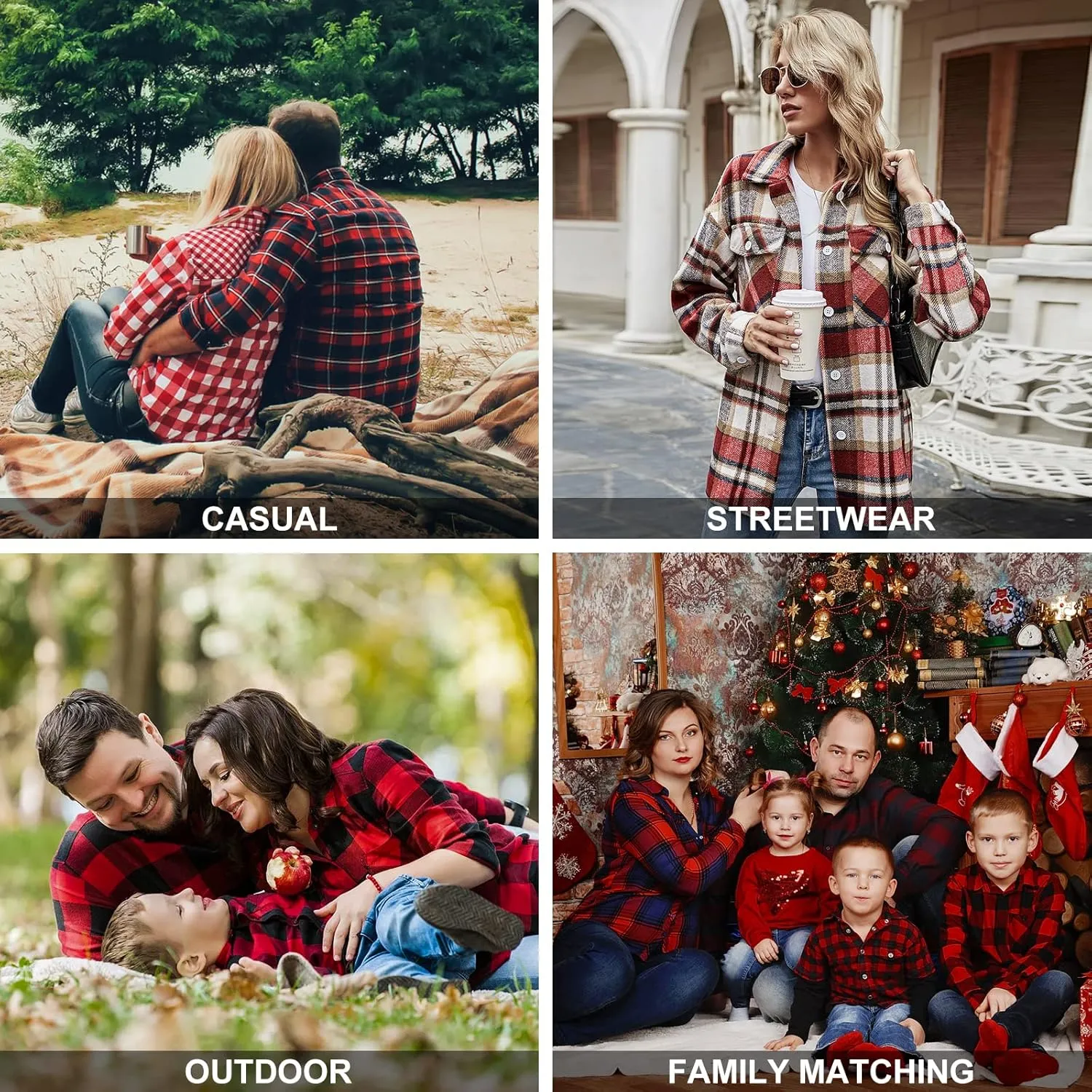 Women's Flannel Plaid Shacket Jacket Fashion Button Down Long Sleeve Casual Shirt Shackets Fall Clothes for Women