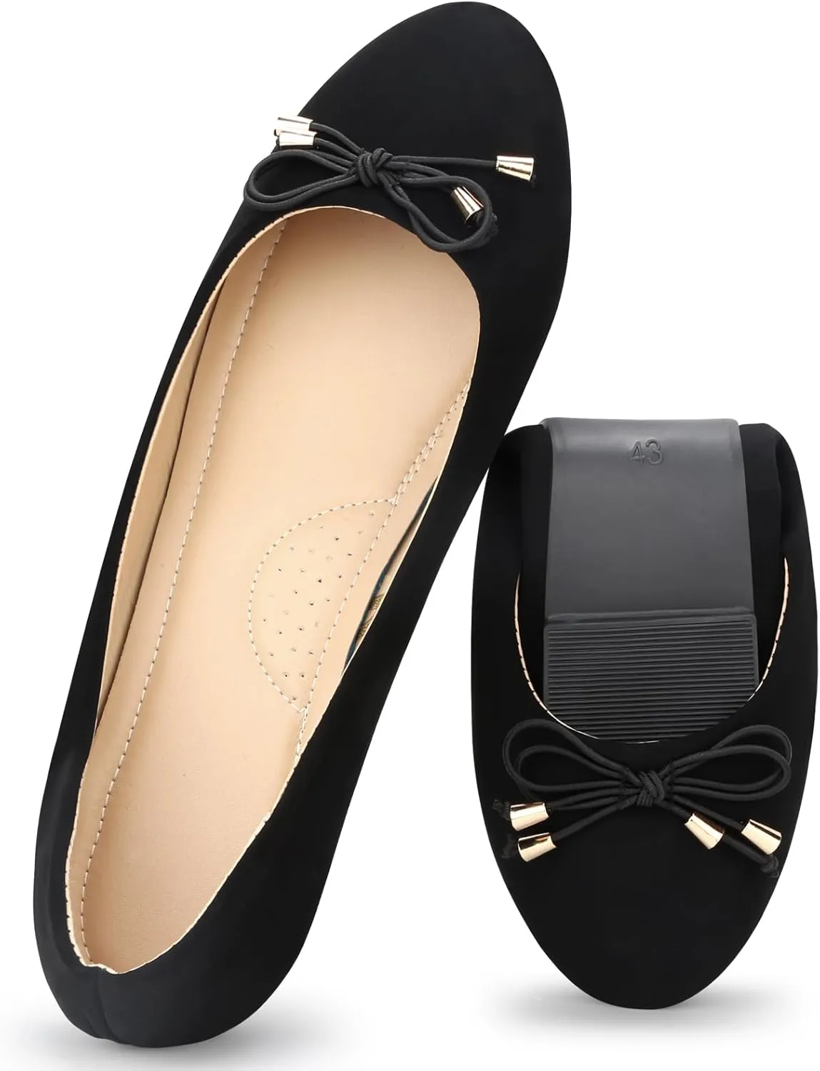 Women's Flats Foldable Ballet Flats for Women Comfortable Ballerina Flats Roll Up Flats for Wedding Party Travel