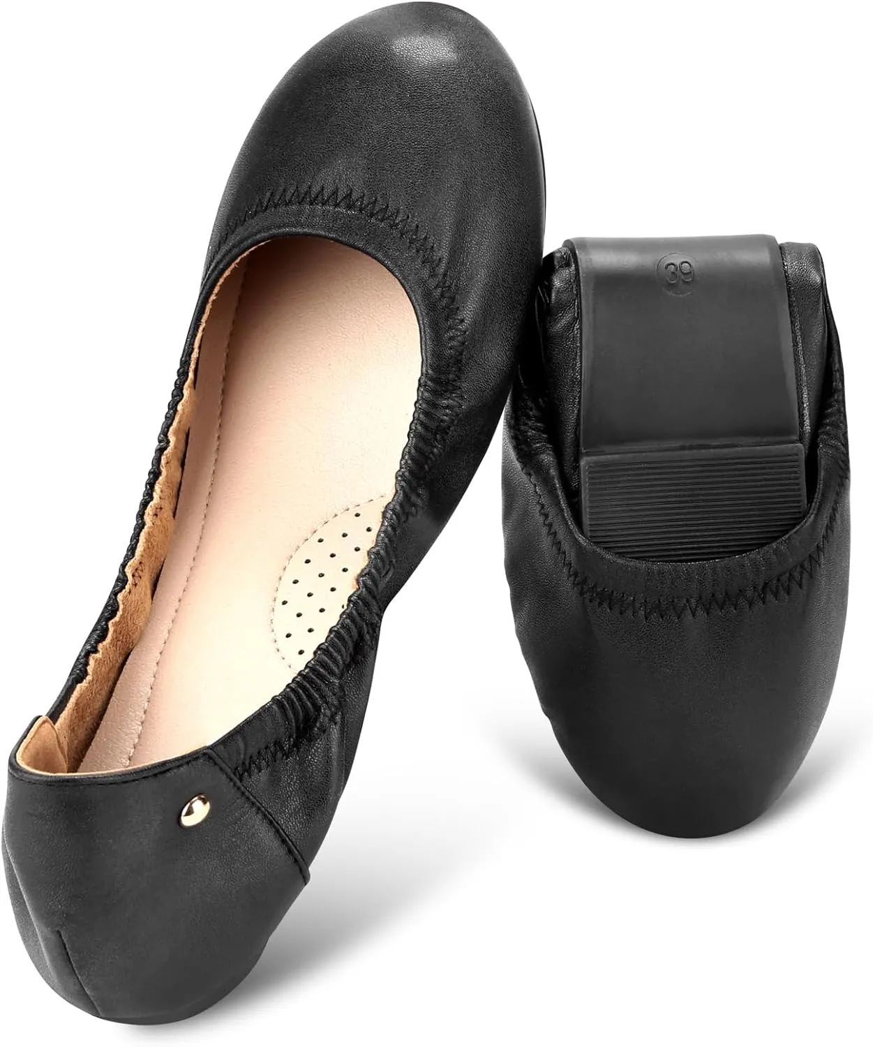 Women's Flats Foldable Ballet Flats for Women Comfortable Ballerina Flats Roll Up Flats for Wedding Party Travel