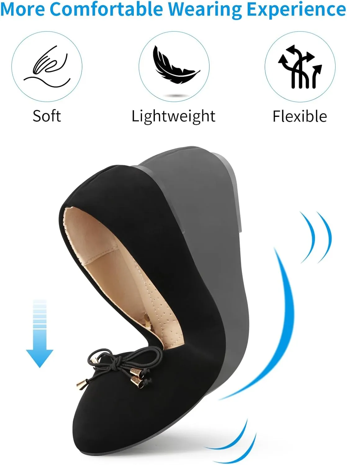 Women's Flats Foldable Ballet Flats for Women Comfortable Ballerina Flats Roll Up Flats for Wedding Party Travel