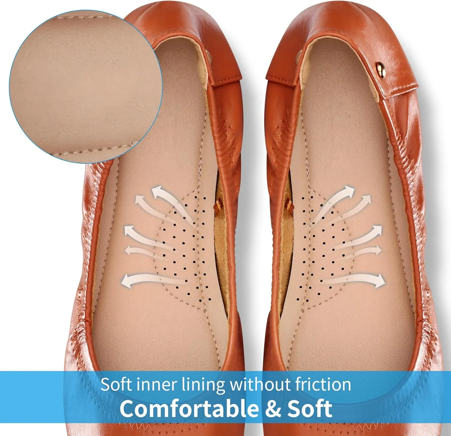 Women's Flats Foldable Ballet Flats for Women Comfortable Ballerina Flats Roll Up Flats for Wedding Party Travel