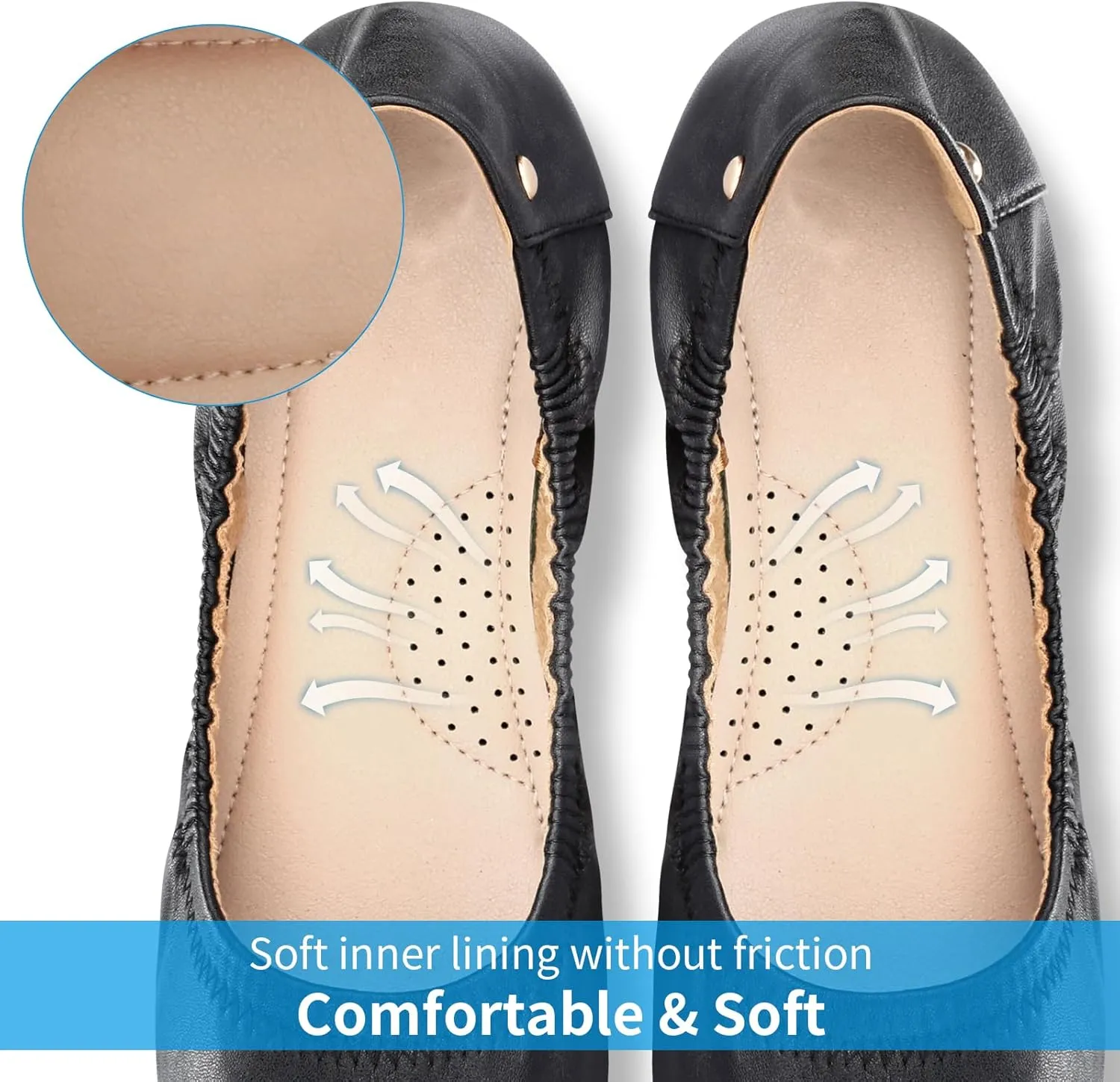 Women's Flats Foldable Ballet Flats for Women Comfortable Ballerina Flats Roll Up Flats for Wedding Party Travel