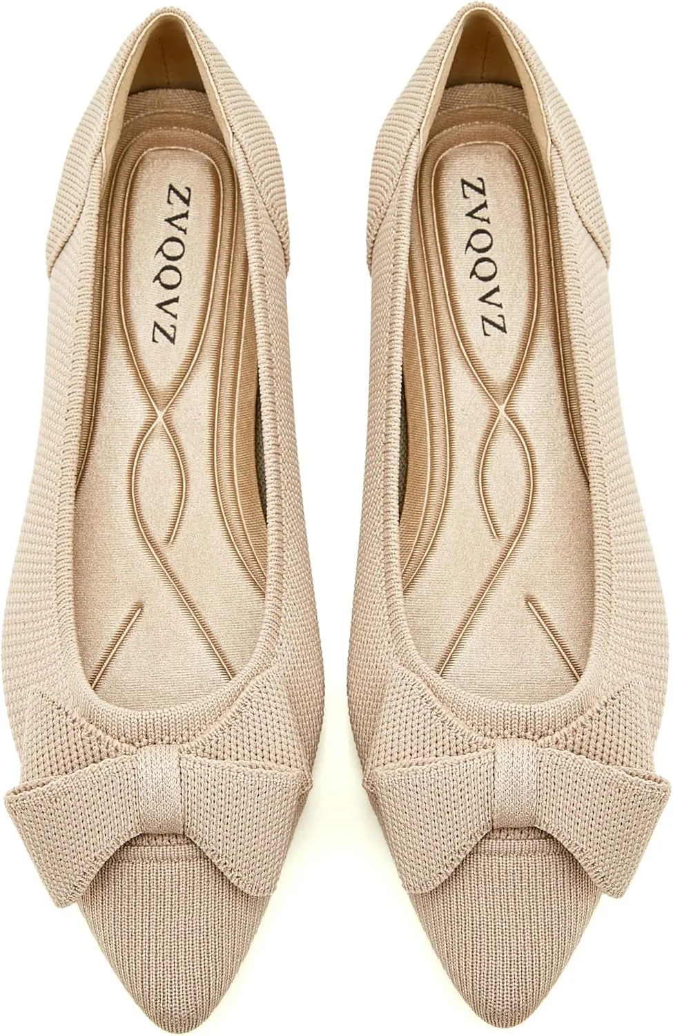 Womens Flats Shoes Pointed Toe Knit Mesh Ballet Flats with Bowknot Comfortable Dressy Washable Flat