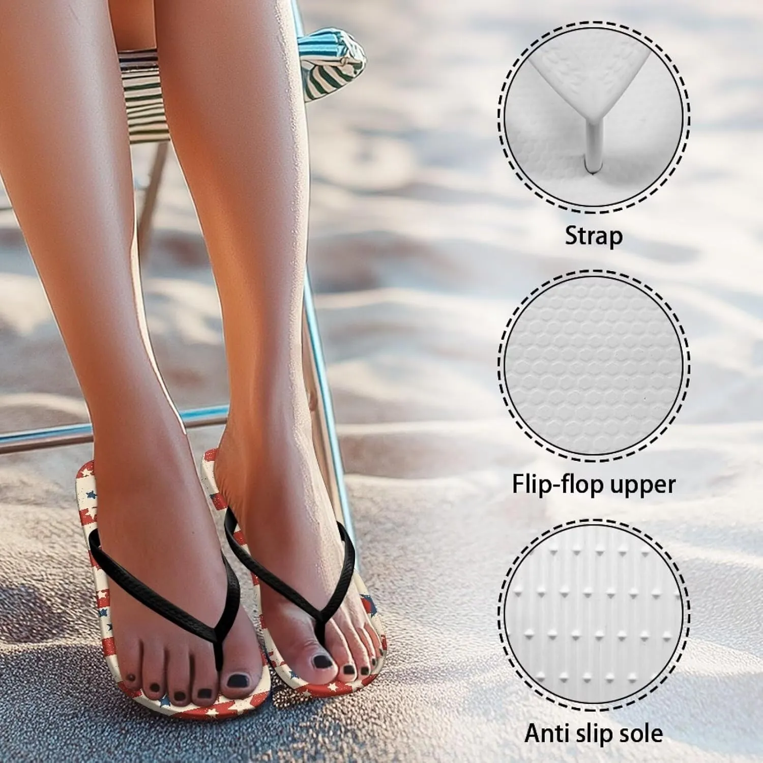 Women'S Flip Flops Comfortable Beach Walking Slippers Bathroom Shower Sandals Can be Worn Indoors and Outdoors With Cushioning Sole Black Size 5-9