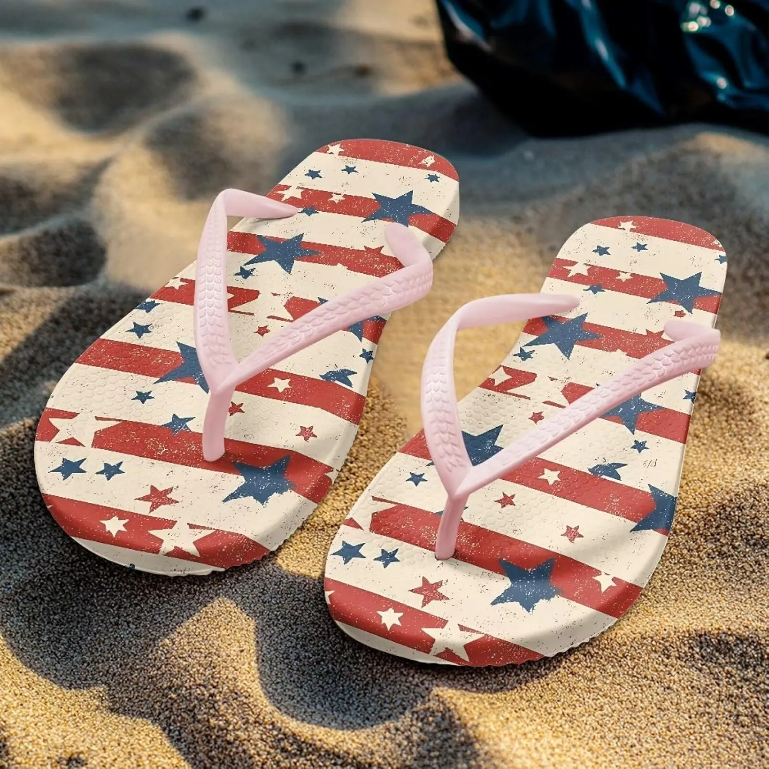 Women'S Flip Flops Patriot Sandals Beach Shoes Light And Comfortable For Vacation Pink Size 5-9