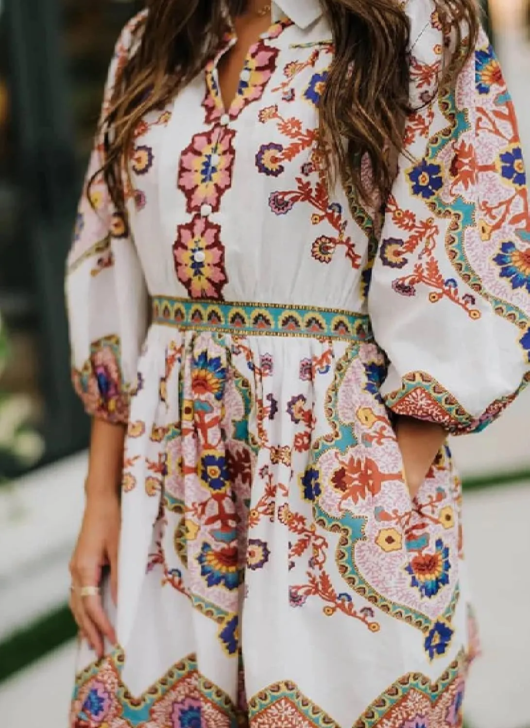 Women's Floral Print Button Up Shirt Dress with Elastic Waist and Pockets Boho Chic Summer Outfit 2025