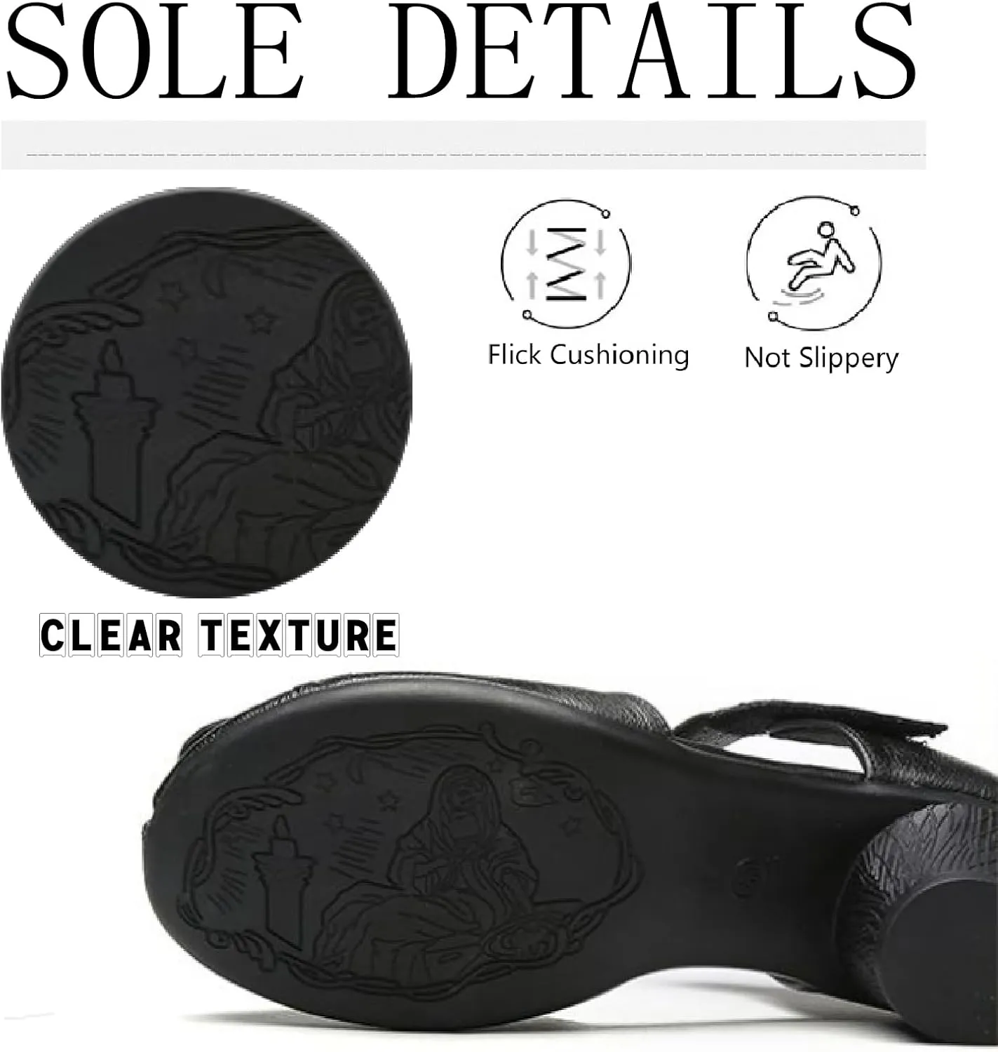 Women's Flowers Genuine Leather Block Heel Sandals with Hook Loop Retro Comfortable Closed Round Toe Backless Mid Heels Pumps for Summer Prom Party Dress Shoes