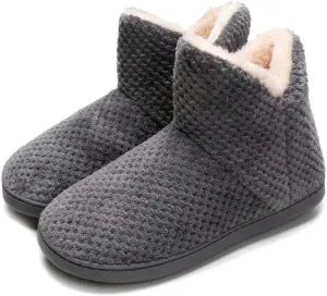 Women's furry Bootie Slippers Comfy Warm House Slippers with Plush Faux Fur Lining Outdoor Indoor