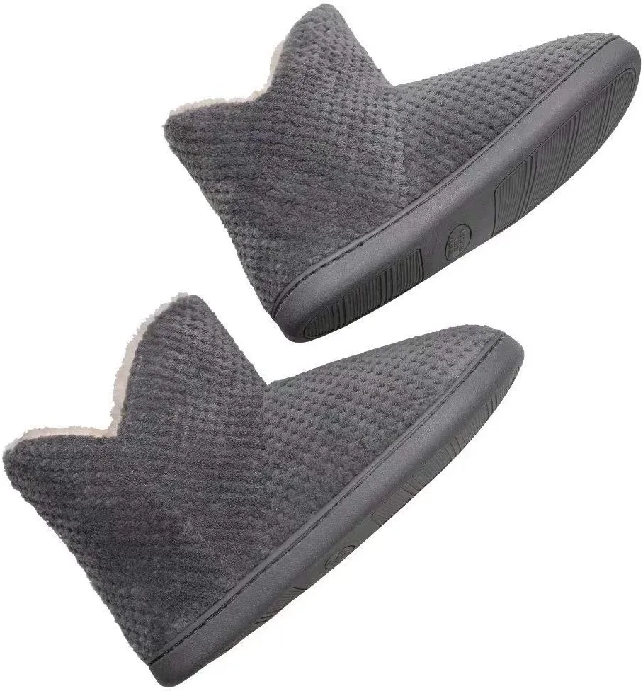 Women's furry Bootie Slippers Comfy Warm House Slippers with Plush Faux Fur Lining Outdoor Indoor