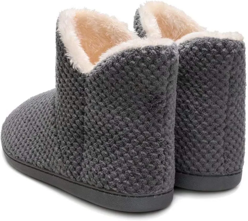 Women's furry Bootie Slippers Comfy Warm House Slippers with Plush Faux Fur Lining Outdoor Indoor
