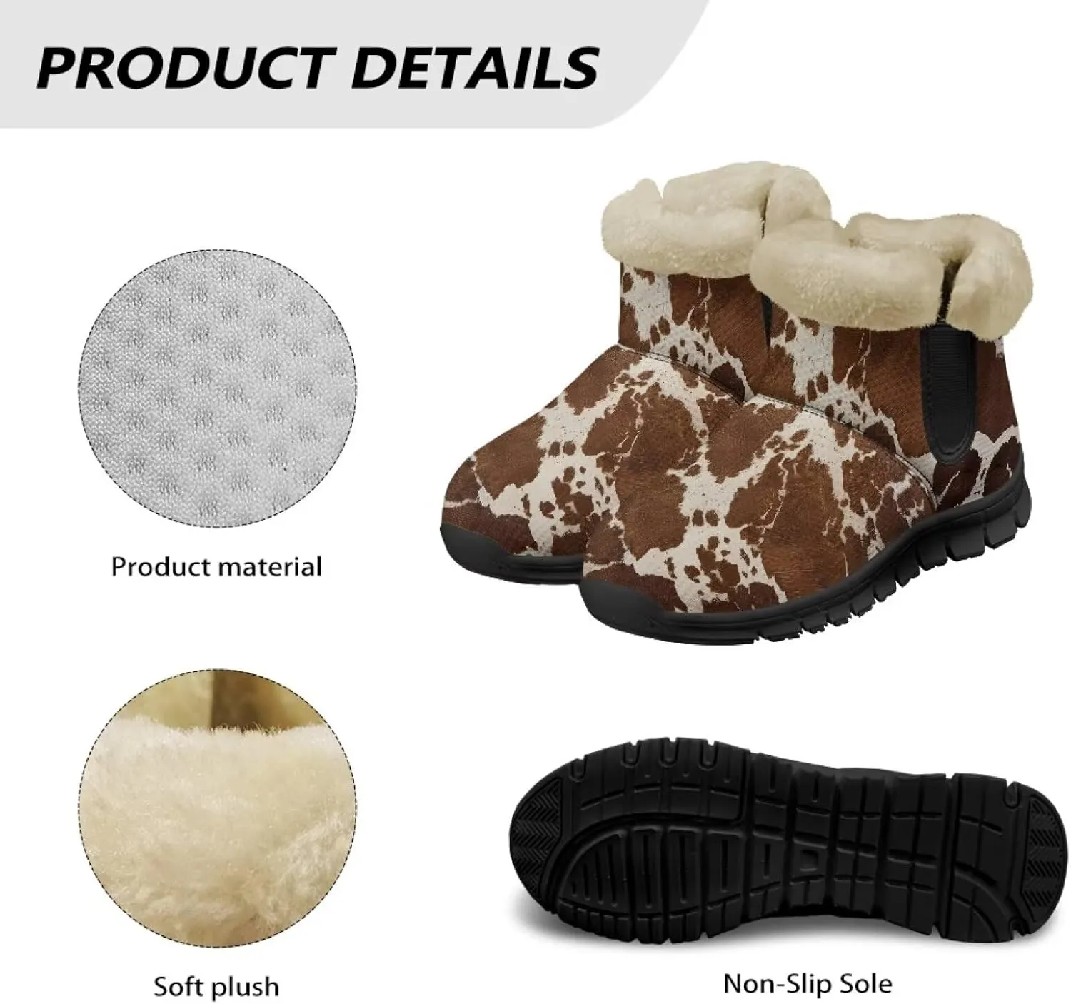 Womens Fuzzy Boots Winter Comfy Plush Warm Fur Lined Lining Snow Boot Waterproof Comfortable Slip On Outdoor Walking Hiking Booties