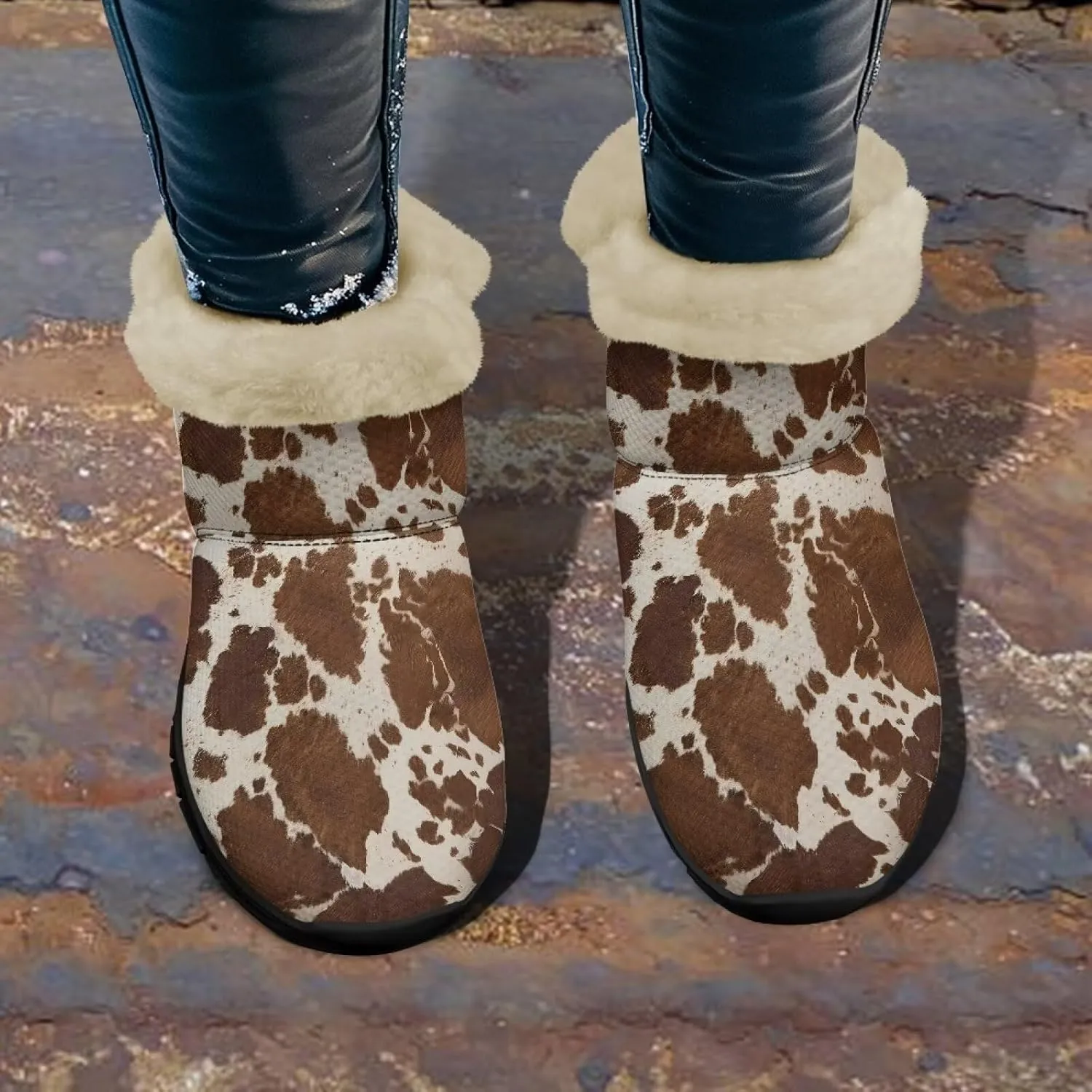 Womens Fuzzy Boots Winter Comfy Plush Warm Fur Lined Lining Snow Boot Waterproof Comfortable Slip On Outdoor Walking Hiking Booties