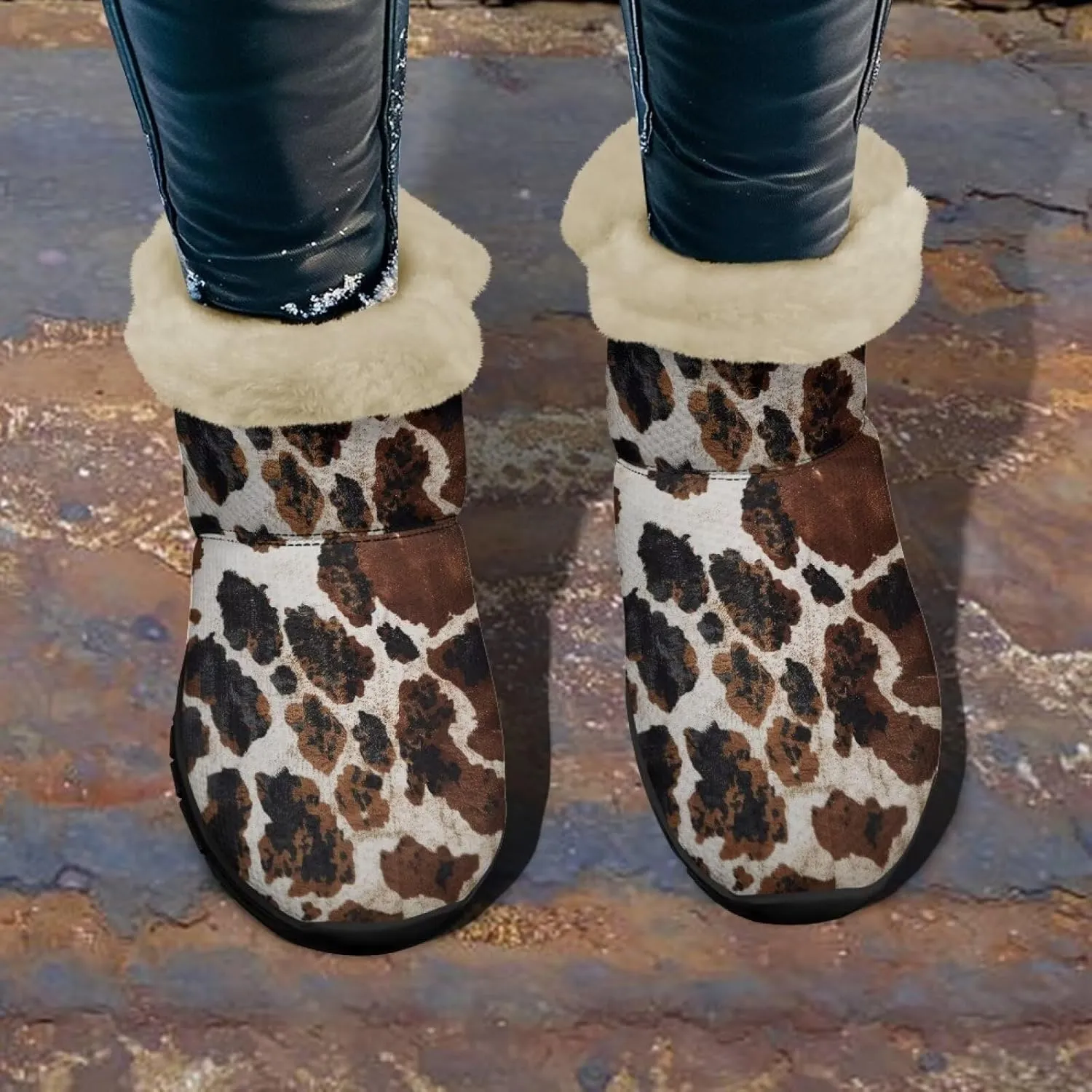 Womens Fuzzy Boots Winter Comfy Plush Warm Fur Lined Lining Snow Boot Waterproof Comfortable Slip On Outdoor Walking Hiking Booties