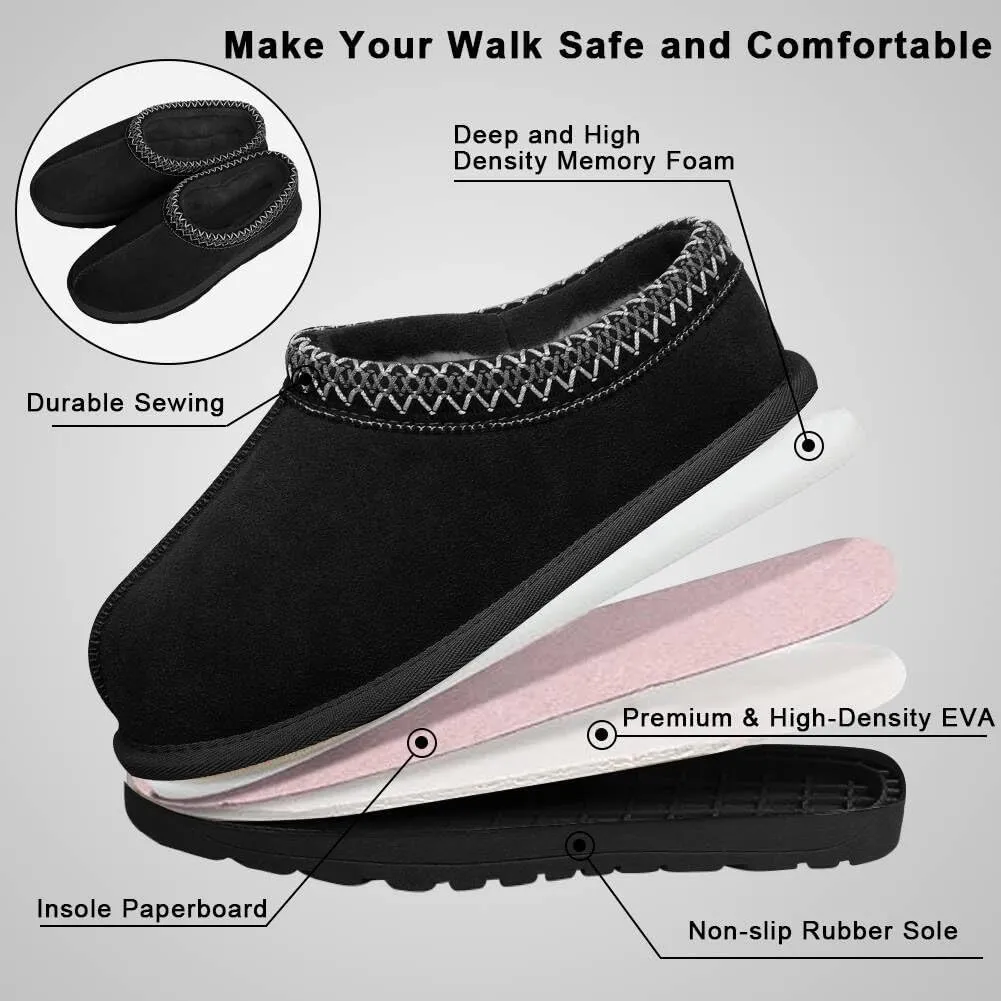 Women's Fuzzy Slippers Platform Mini Boots for Women Comfy House Slippers Slip On Shoes Non-Slip Suede Clogs