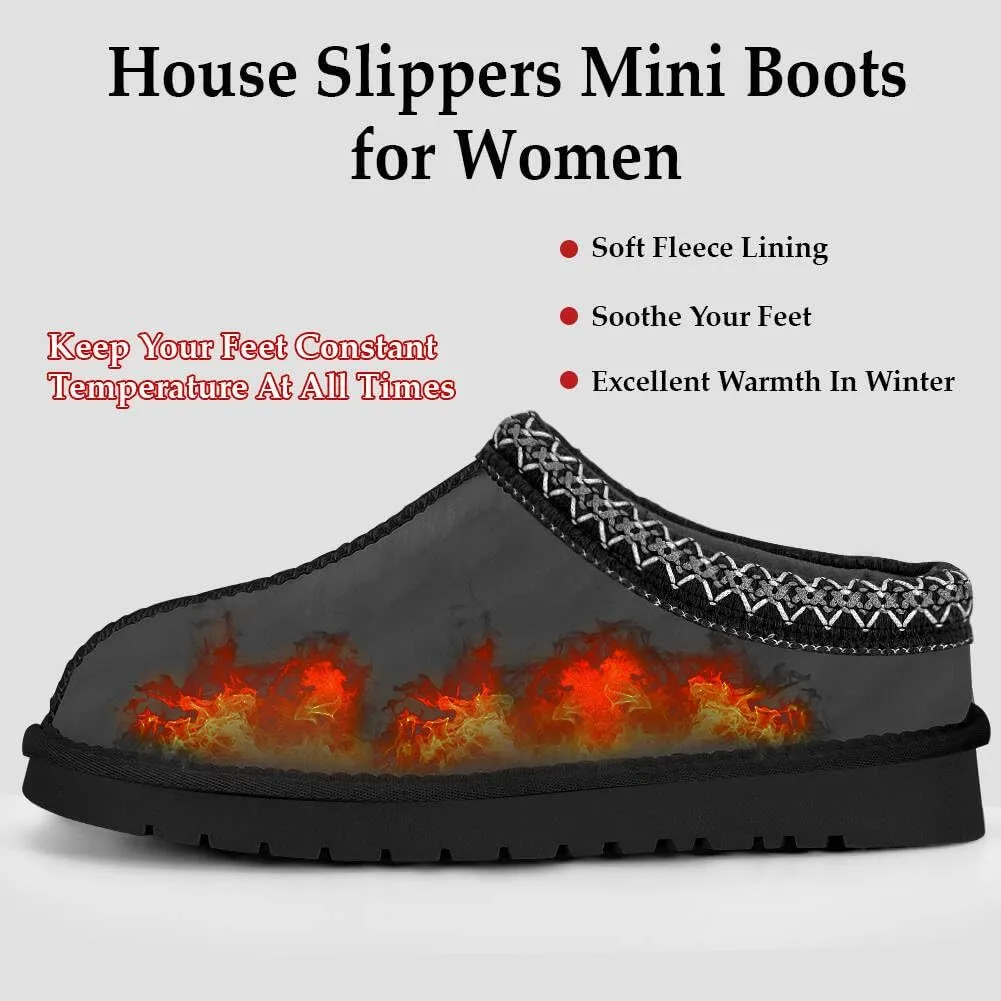 Women's Fuzzy Slippers Platform Mini Boots for Women Comfy House Slippers Slip On Shoes Non-Slip Suede Clogs