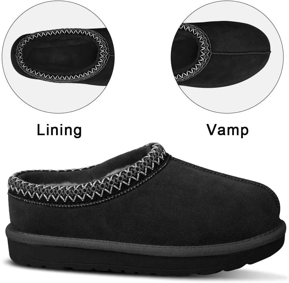 Women's Fuzzy Slippers Platform Mini Boots for Women Comfy House Slippers Slip On Shoes Non-Slip Suede Clogs