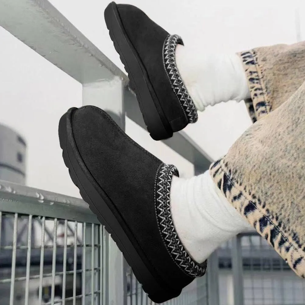 Women's Fuzzy Slippers Platform Mini Boots for Women Comfy House Slippers Slip On Shoes Non-Slip Suede Clogs