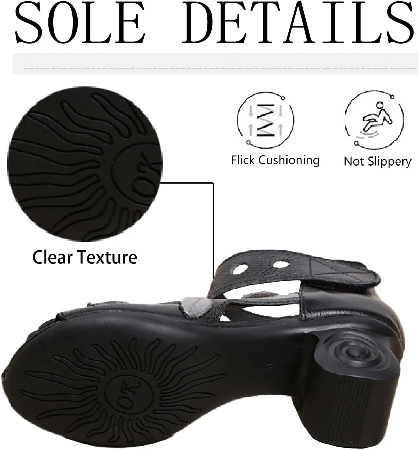 Women's Genuine Leather Flowers Chunky Heels Sandals Fashion Comfortable Open Toe Hook Loop Mid Heel Pumps Casual Dress Mom Shoes