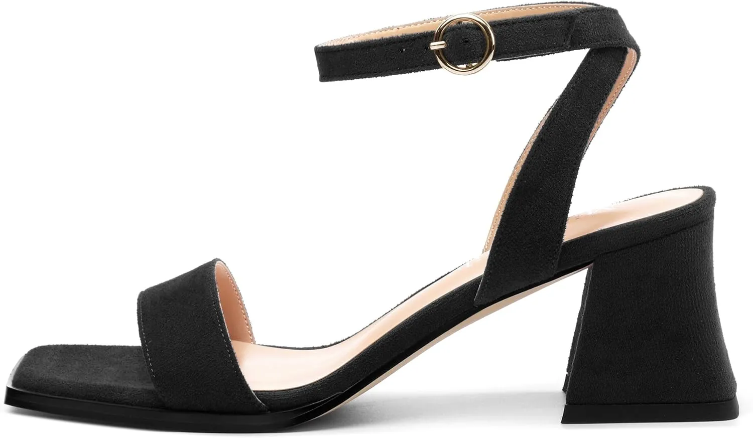 Women's High Chunky Heels Square Toe Block Ankle Strap Dress Comfort Sandals, 2" Heel Height