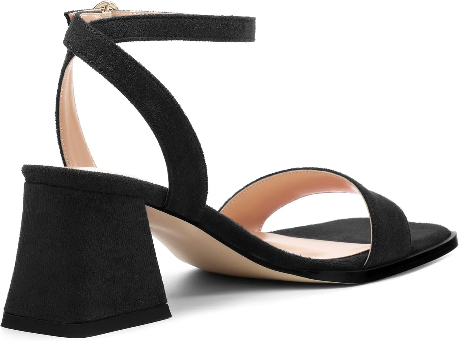 Women's High Chunky Heels Square Toe Block Ankle Strap Dress Comfort Sandals, 2" Heel Height
