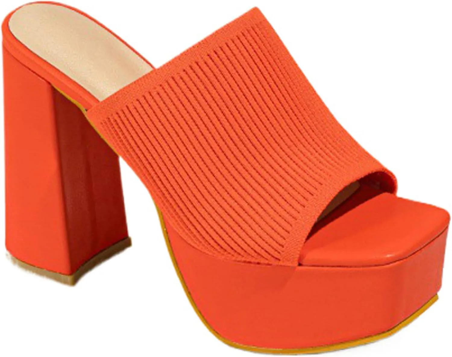 Women's Knitted Suede Platform Chunky Heel Casual Sandals Comfortable Fashion Summer Sexy Open Toe Increase Height Slip On Beach Block Heel Slippers for Outdoor Indoor Party