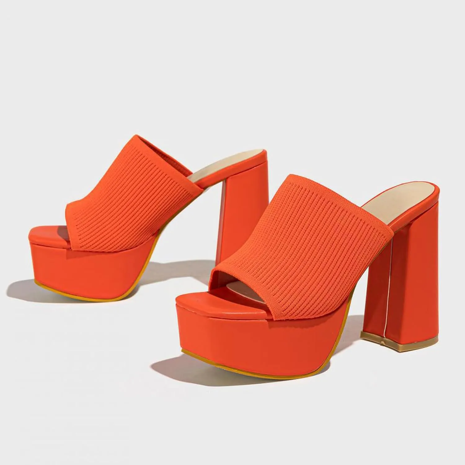 Women's Knitted Suede Platform Chunky Heel Casual Sandals Comfortable Fashion Summer Sexy Open Toe Increase Height Slip On Beach Block Heel Slippers for Outdoor Indoor Party