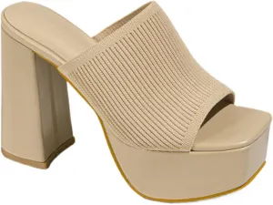 Women's Knitted Suede Platform Chunky Heel Casual Sandals Comfortable Fashion Summer Sexy Open Toe Increase Height Slip On Beach Block Heel Slippers for Outdoor Indoor Party