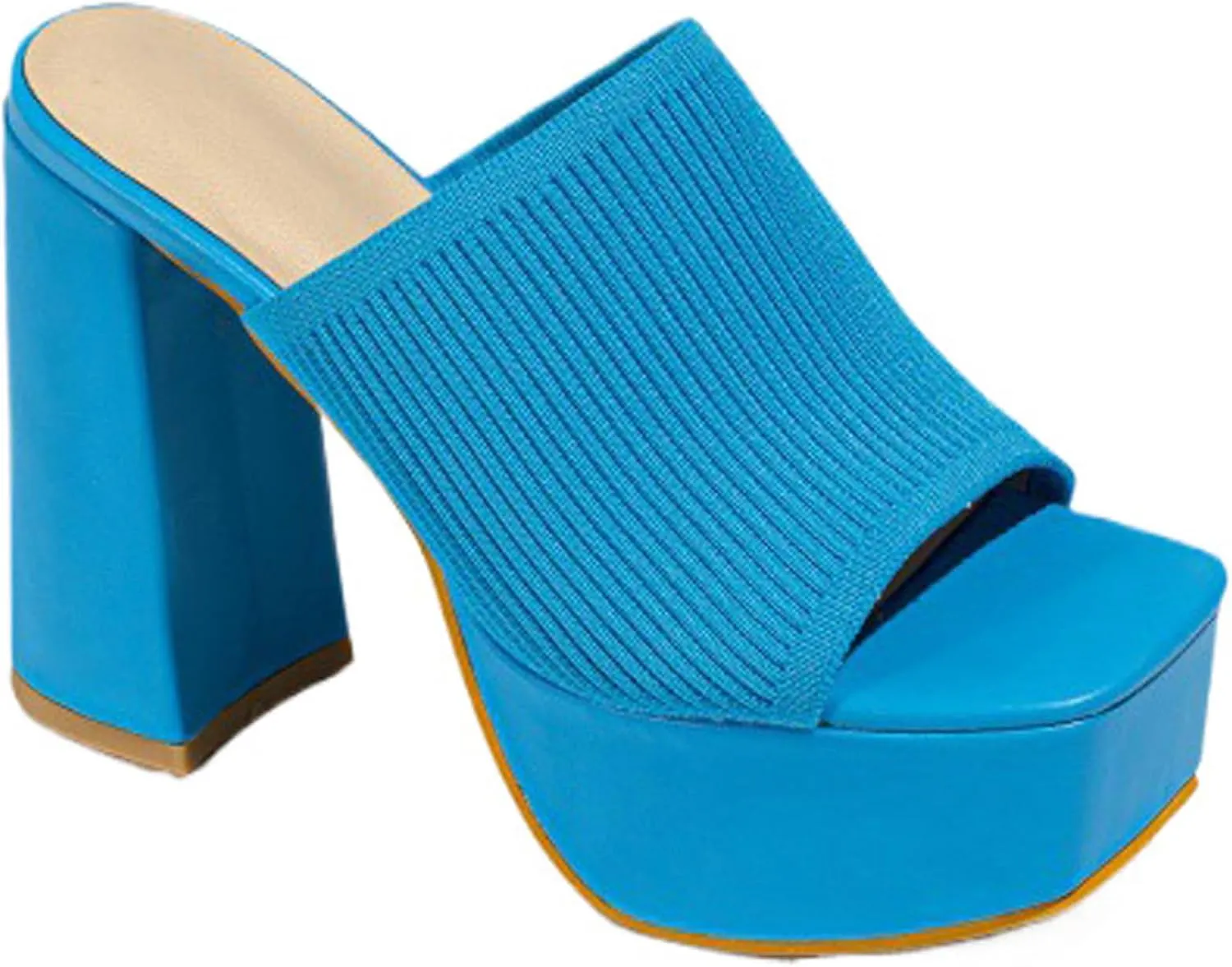 Women's Knitted Suede Platform Chunky Heel Casual Sandals Comfortable Fashion Summer Sexy Open Toe Increase Height Slip On Beach Block Heel Slippers for Outdoor Indoor Party