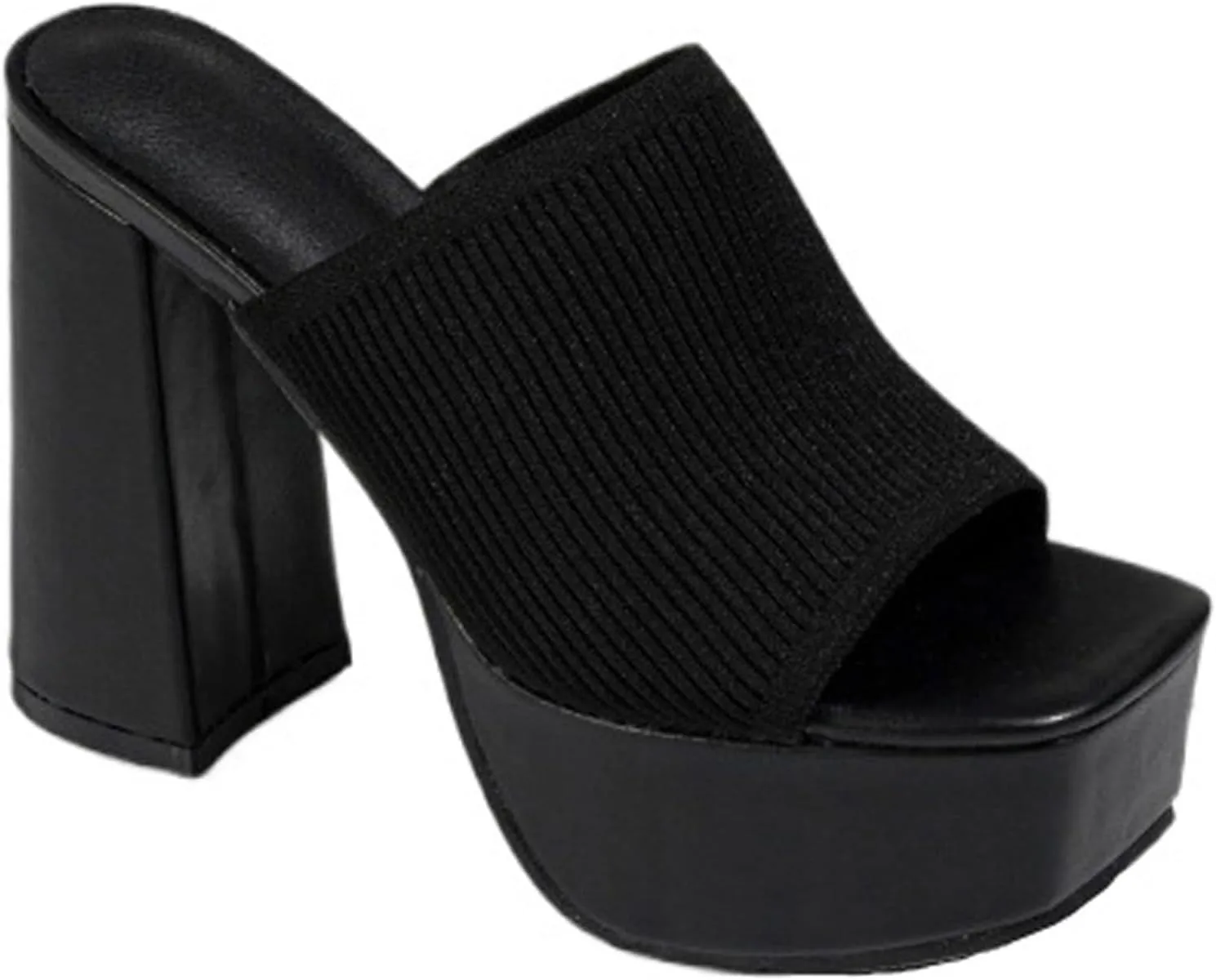 Women's Knitted Suede Platform Chunky Heel Casual Sandals Comfortable Fashion Summer Sexy Open Toe Increase Height Slip On Beach Block Heel Slippers for Outdoor Indoor Party