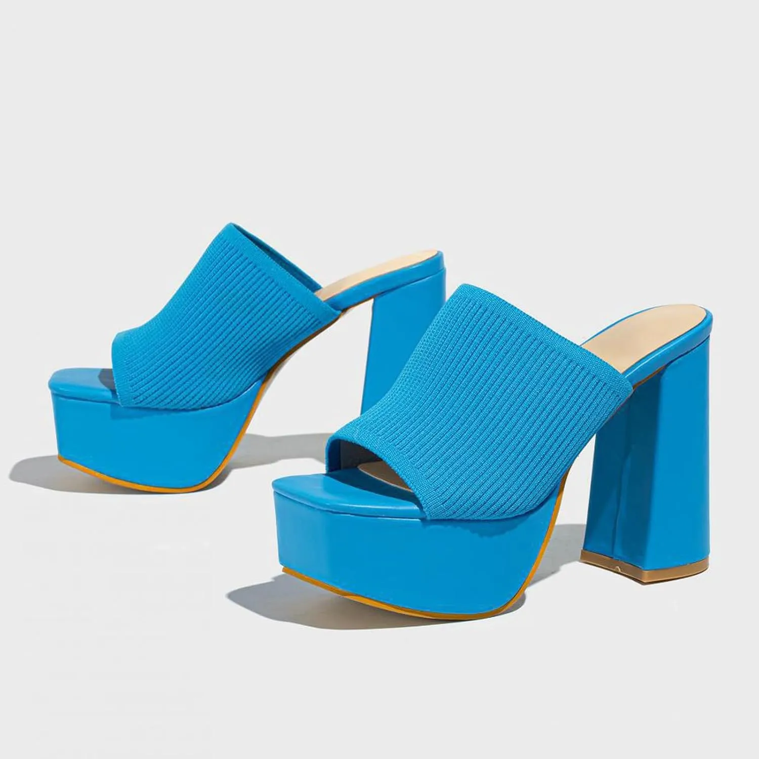 Women's Knitted Suede Platform Chunky Heel Casual Sandals Comfortable Fashion Summer Sexy Open Toe Increase Height Slip On Beach Block Heel Slippers for Outdoor Indoor Party