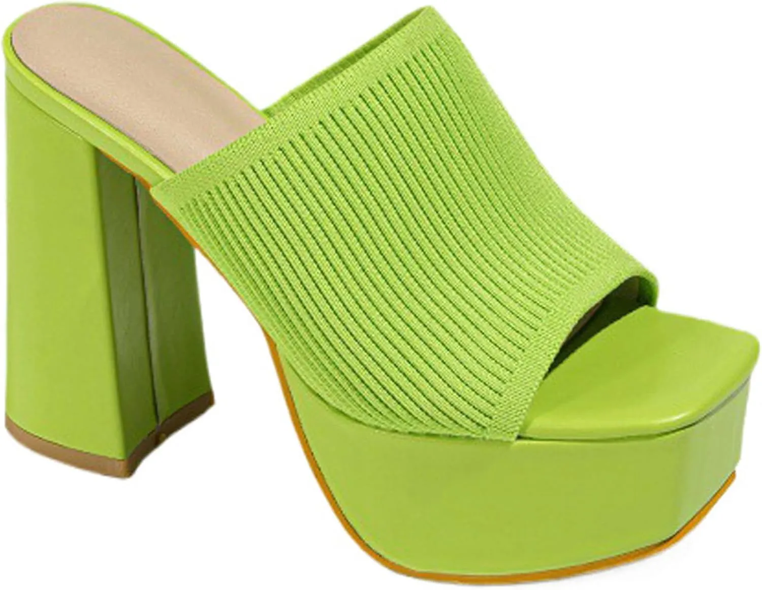Women's Knitted Suede Platform Chunky Heel Casual Sandals Comfortable Fashion Summer Sexy Open Toe Increase Height Slip On Beach Block Heel Slippers for Outdoor Indoor Party
