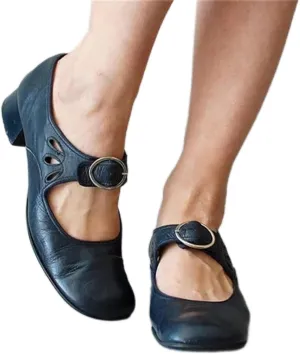 Women's Mary Jane Chunky Heels Shoes Ladies Comfortable Closed Toe Low Heel Pumps Office Sandals Cap Toe Buckle Anti Slip Church Heels Shoe (Color : Blue, Size : 8.5 US)