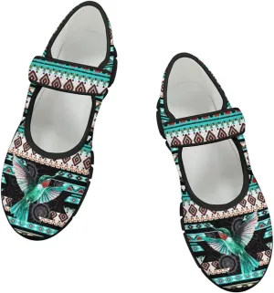 Womens Mary Jane Shoes Aztec Tribal Sneaker Anti-Slip Lightweight Shoes with Magic Sticker for Travel