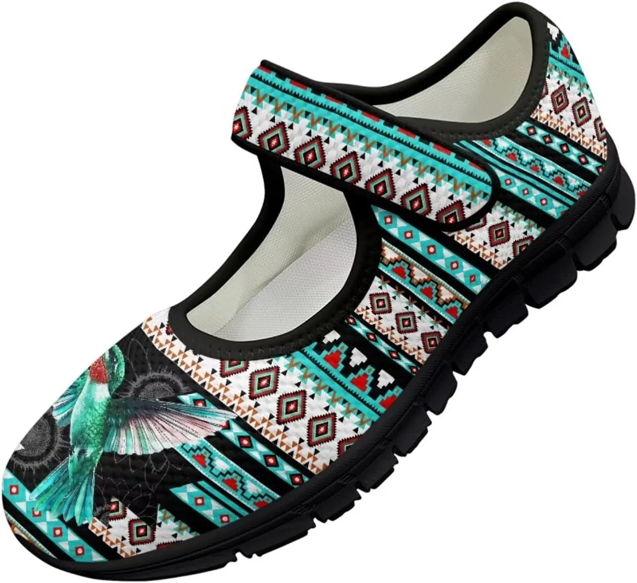 Womens Mary Jane Shoes Aztec Tribal Sneaker Anti-Slip Lightweight Shoes with Magic Sticker for Travel