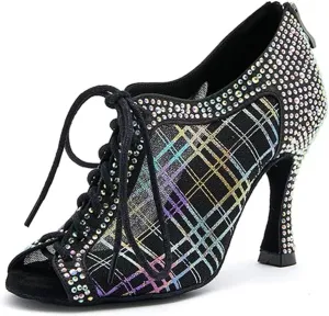 Women's Mesh Ballroom Sandals - Lightweight Latin Dance Heels (8.5CM/3.35")