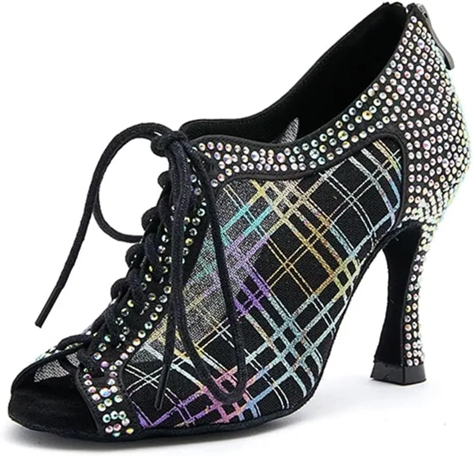 Women's Mesh Ballroom Sandals - Lightweight Latin Dance Heels (8.5CM/3.35")