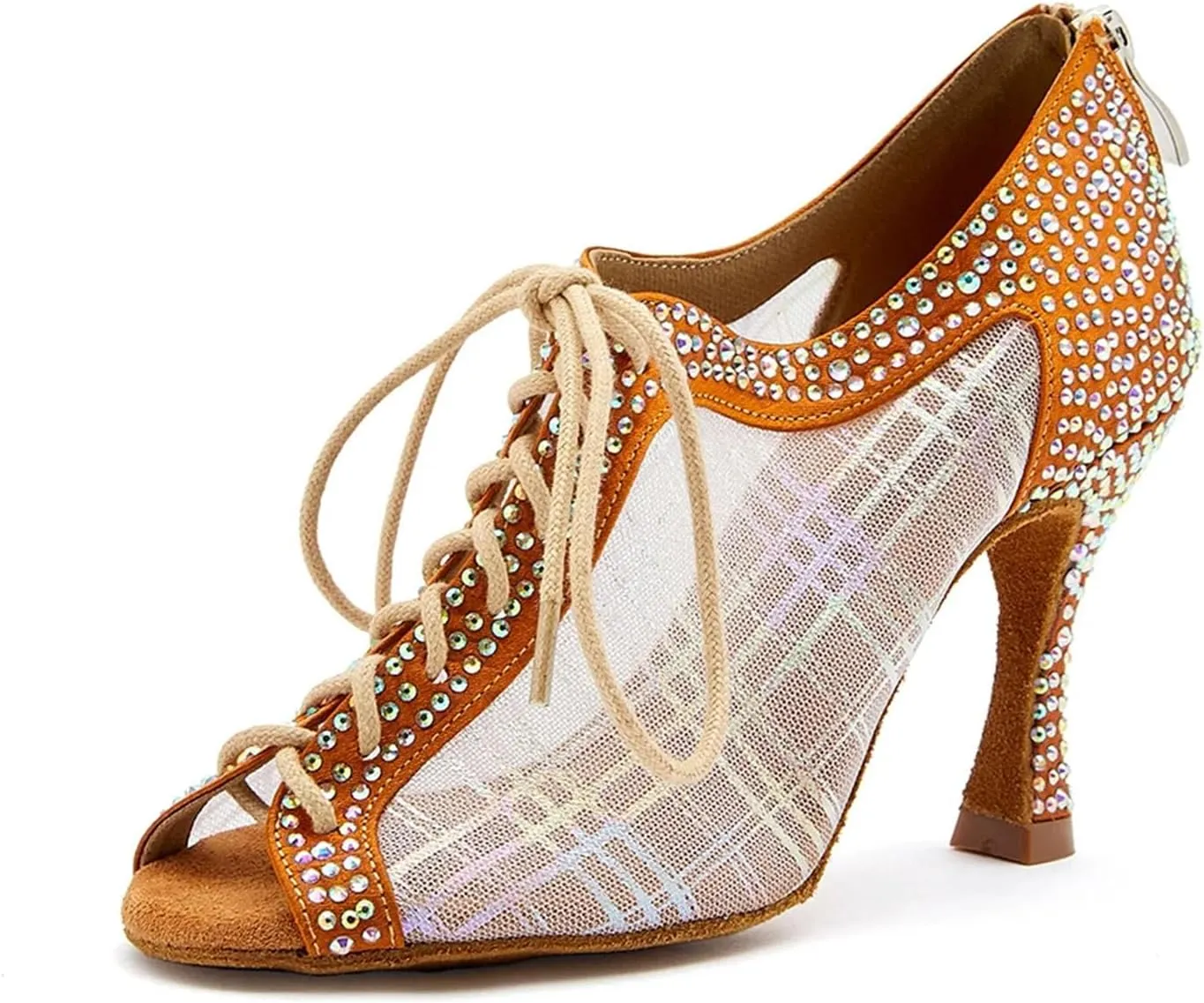 Women's Mesh Ballroom Sandals - Lightweight Latin Dance Heels (8.5CM/3.35")