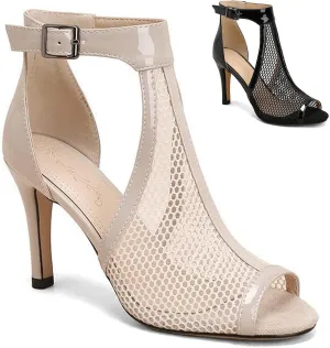 Women's Mesh Fish Mouth Stiletto High Heel Dressy Short Booties Leather Comfortable Sexy Hollow Peep Toe Ankle Buckle High Heel Casual High Top Sandals for Party Dating