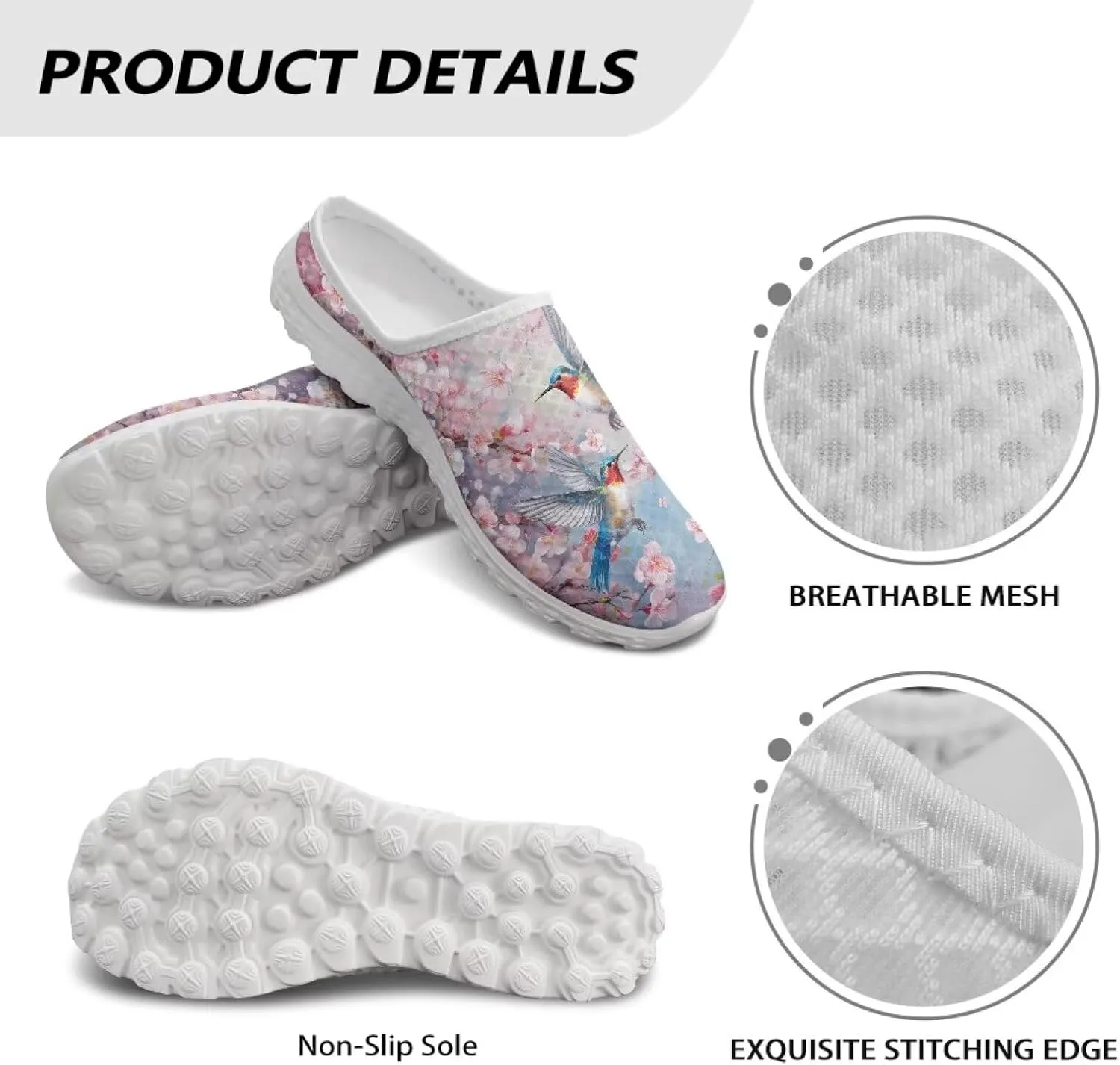 Womens Mules & Clogs Garden Shoes Backless Sneakers - Non-Slip Summer Mesh Slippers Non-Slip Outdoor Walking Shoes