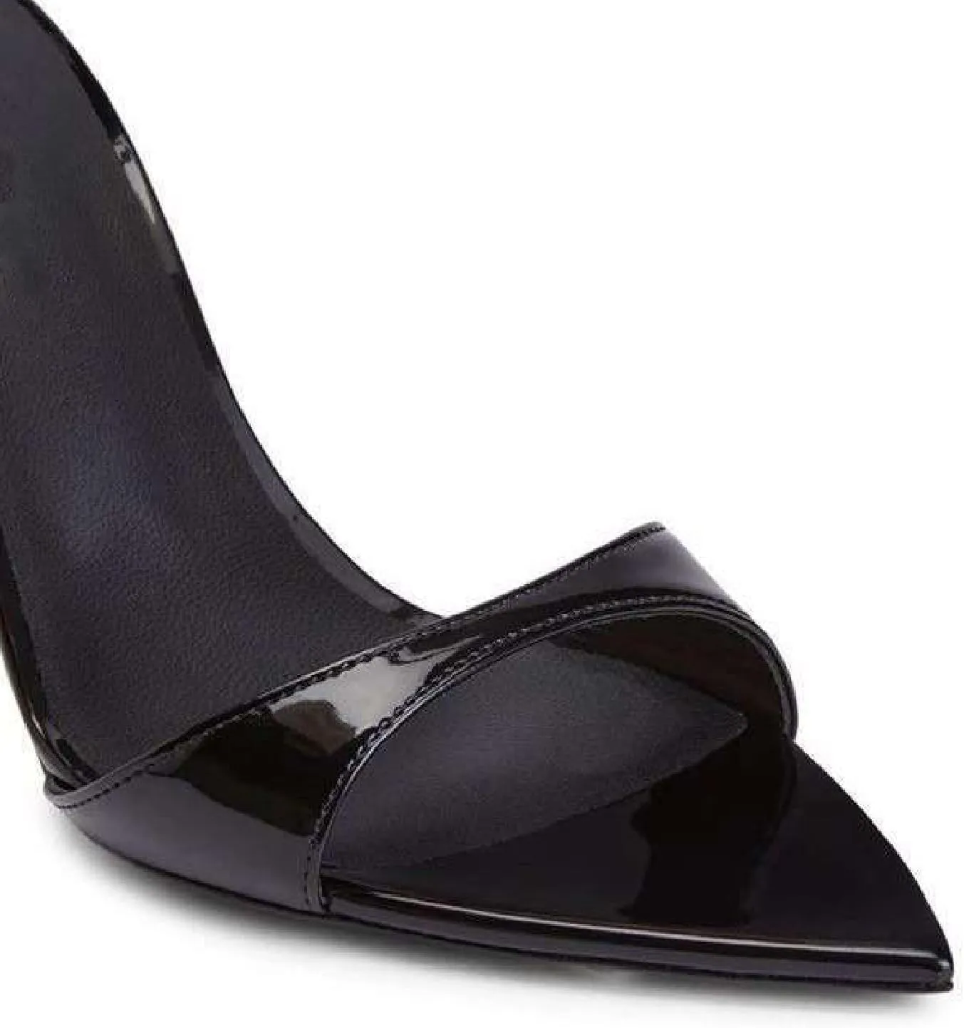 Women's Patent leather Pointed Toe Stilettos Heeled Sandals Fashion Sexy Open Toe Slip On High Heels Slides for Party Prom Date Dress Shoes