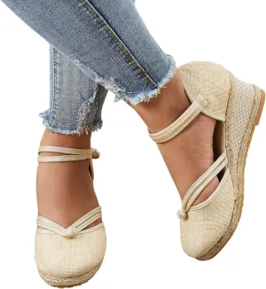 Womens Platform Sandals Comfortable Dressy Sandals Women Low Heel Wedges Ankle Strap Soft Closed Toes Summer Shoes