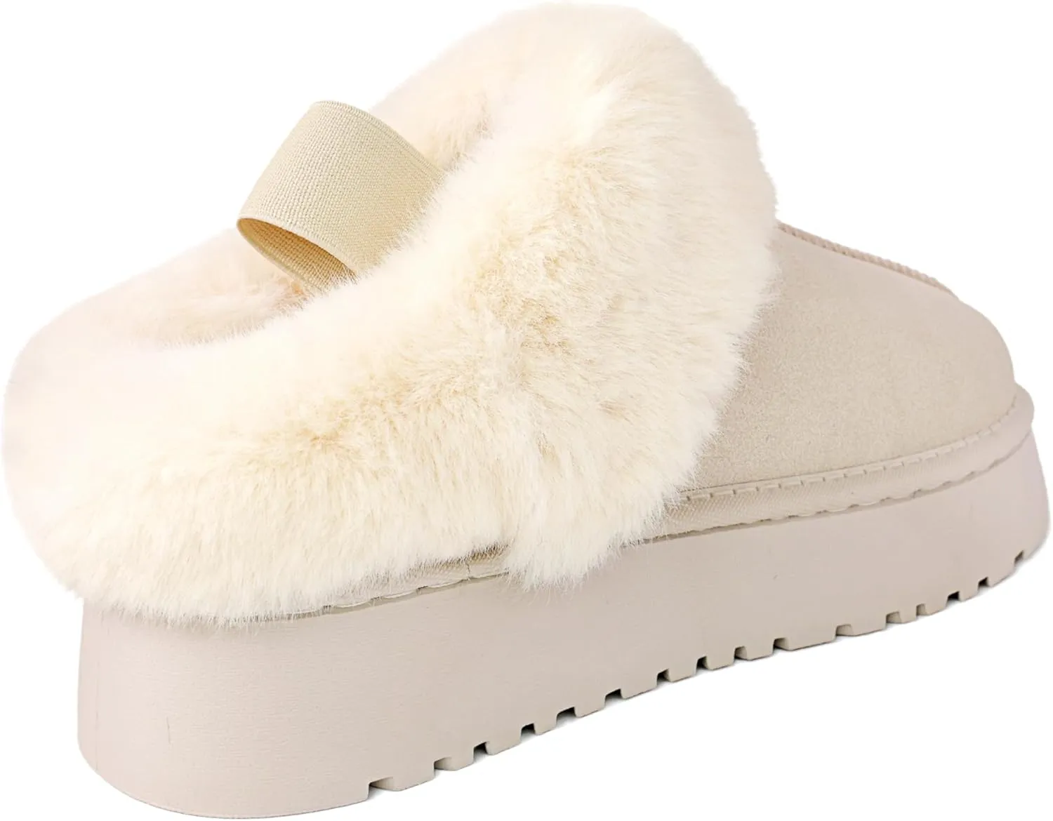 Women's Platform Slippers Winter Mini Boots Anti-Slip Suede Slip on Women Sneakers Fur Lined House Slippers for Indoor Outdoor