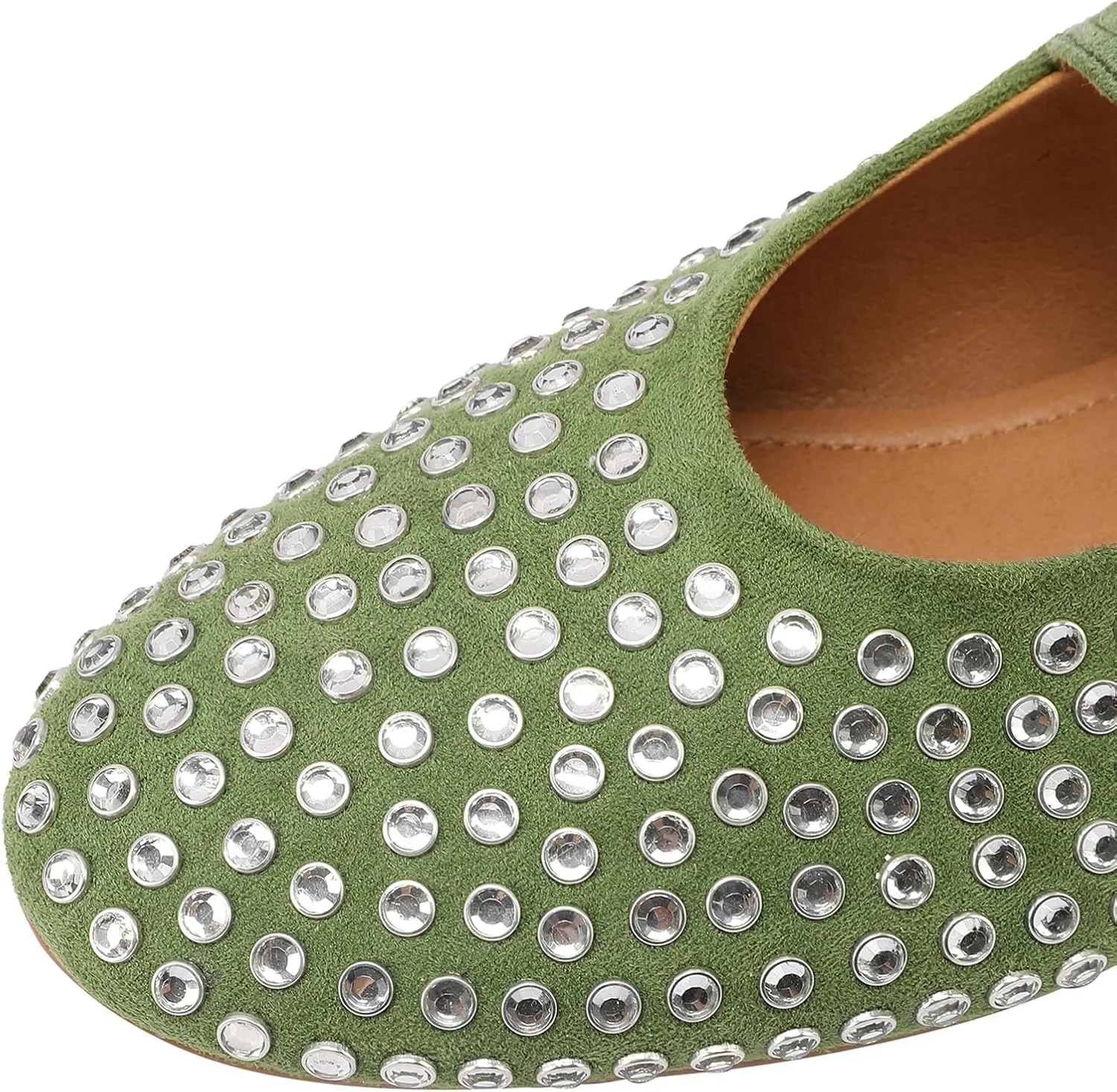 Women's Rhinestone Flats Crystal Studded Mary Jane Ballet Flats Shoes Buckle Ballerina Shoes