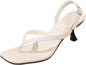 Women's Sandals Casual Wear Comfortable Thong Buckle Sandals With 6cm Heel Height Perfect Summer Outfits Beaded Heels