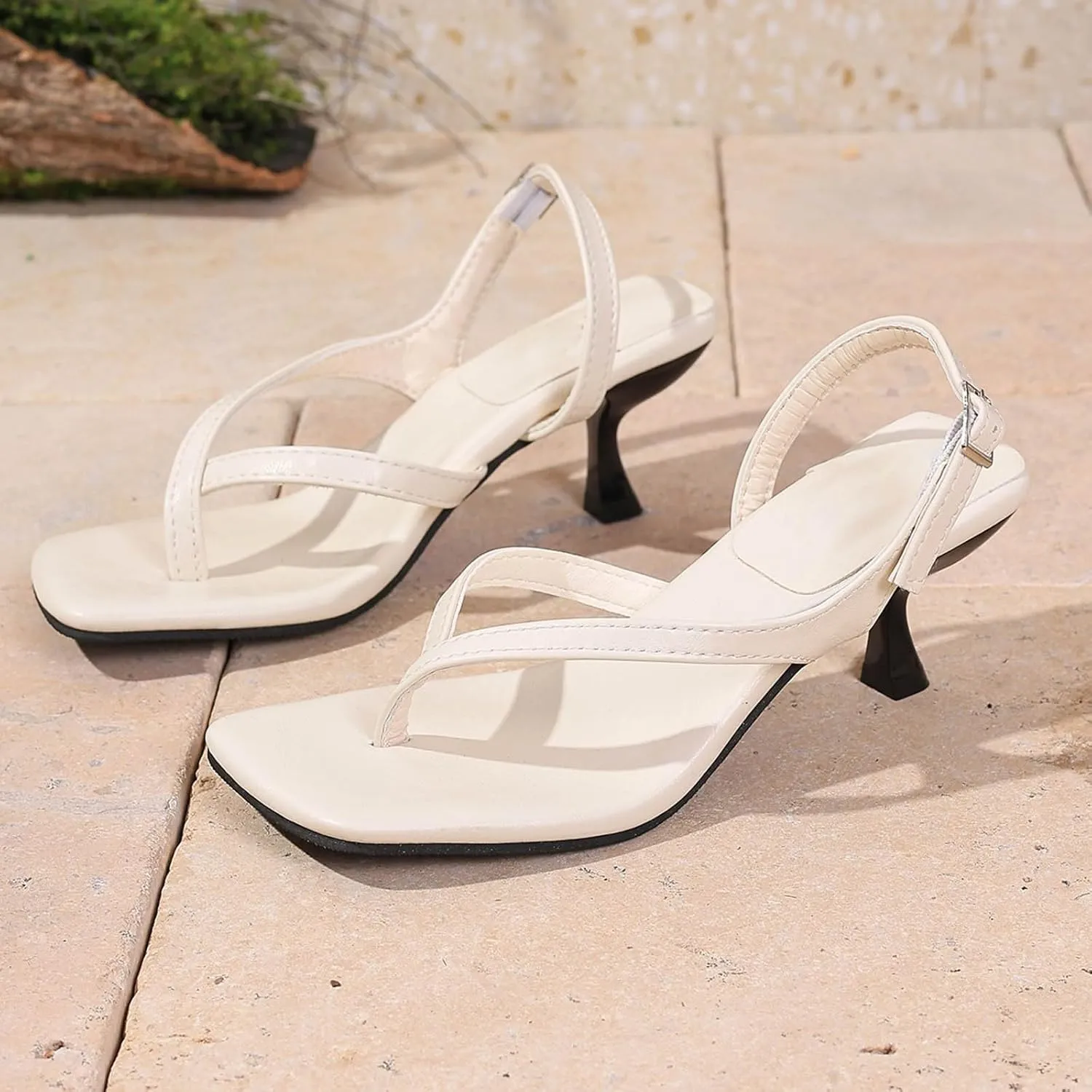 Women's Sandals Casual Wear Comfortable Thong Buckle Sandals With 6cm Heel Height Perfect Summer Outfits Beaded Heels